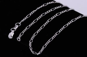 S FINE 925 Sterling Silver Necklace 2mm 1630quot Classic Curb Chain Link Italy Man Woman Necklace 15pcslot3270065