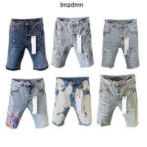 Purple Designer Mens Jeans Shorts Hip Hop Casual Short Knee Lenght Jean Clothing 29-40 Size