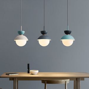 Nordic LED Pendant Light Macaroon Creative Lamp för sovrummet sovrum vardagsrum modern minimalistisk inomhus hem dekoration fixtur