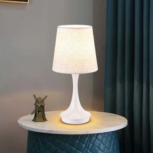 Table Lamps Fabric lampshade table lamp minimalist bedroom dining room desk LED eye protection decoration night light bedside