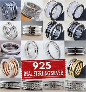 Cluster Rings 925 Silver Original Spring Spiral Ceramic Men's and Women's Ring Roman Luxury Jewelry Brand Retro Party Festival