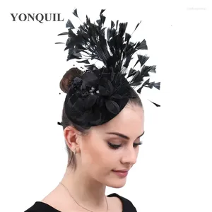 Cabeças Vitage Black Wedding Fascinators Haps Elegantes Mulheres Partidas Capas Caps Caps Ladies Acessórios para Cabelo