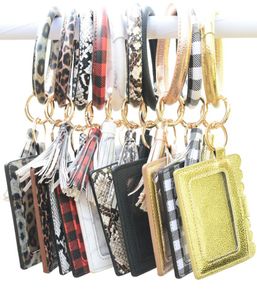 Mode Leopard Snakesskin Plaid Clutch Keychain Big O Wristlet Armband Tassel Kreditkort Plånbok Keyrings Wristlet Bangle Kimter5086985