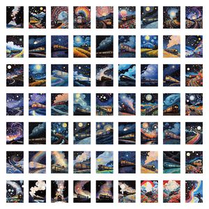 63pcs ins Starry Sky Train waterproof PVC sticker pack for luggage case refrigerator mobile phone desk bicycle car cup skateboard case.