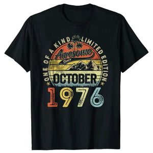 Мужские футболки 47-й день рождения футболка для мужчин с октября 1976 года летние отцовские подарки подарки на график Unisex Tshirt 2024 Хлопок Q240514