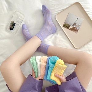 Mulheres meias perfuradas algodão de malha oca de malha feminina no verão fino estilo japonês respirável curto