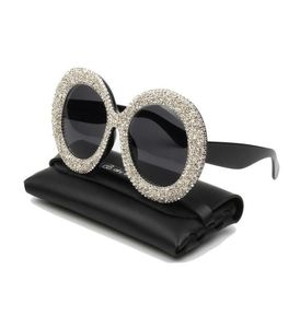 Sunglasses Luxury Oversized Women Vintage Rhinestones Sun Glasses Round Frame Gradient Mirror Shades For Oculos9983775