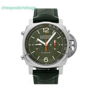 PANEREI Luminors Lunhurwatches Watches Automáticos Relógios Paneraiss Luminors Chrono Flyback Verde Militare Auto Aço masculino Pam 1296