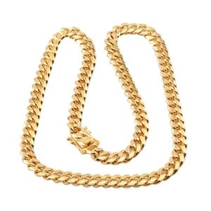 Kedjor Kedjor Kuba 18K Guldkanar Buckle Rostfritt stål Titandensitet 8mm/10mm/12mm/14mm/16mm Miami Cuban Link Mens Drop Delivery Dhjdu