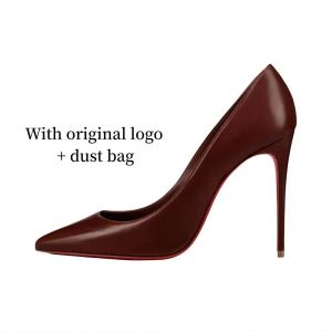 Designerinnen Frauen Fersenschuhe hohe rote glänzende Unterteile 8 cm 10 cm 12 cm dünne Absätze Schwarzer Nacktleder Leder Pumps mit Staubbeutel 587