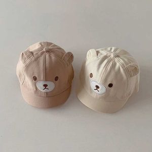 Caps Hats Cute Baby Hat With Ears Cartoon Bear Toddler Girls Boys Baseball Cap Summer Casual Adjustable Kids Short Brimmed Caps Y240514