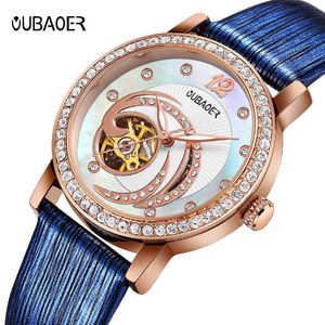 Oubaoer/oubaoer Fashion Womens Fully Automatic Mechanical Watch Water Diamond Hollow Night Glow Waterproof Tips