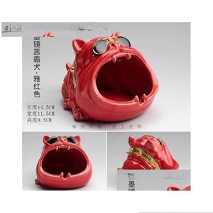 Bil Ashtrays Ashtray Creative Personality Cartoon Dog Ins High Beauty Fashion Cute Home Office Ceramic Accessories Q231125 Drop Deliv Dhzec