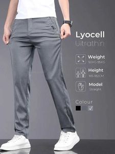Herrenhosen neue Marken Männerhosen weiche Stretch Lyocell Stoff Sommerkleidung Casual Hosen dünne elastische Taillengeschäft Schlanke Hosen männlich Y240514