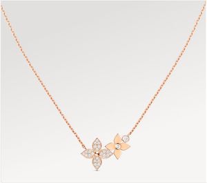 Luxury Designer L Fashion Necklace with Box 18K Rose Gold Diamond Star Flower Pattern Pendant Necklace Women Four Leaf Clover Jewelry