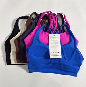 2024 LL女性スポーツブラジャージムトレーニングLU-LU BRA高品質の通気性luトップヨガウェアウーマンズの下着服のためのブラレットショックプルーフ美しい背中