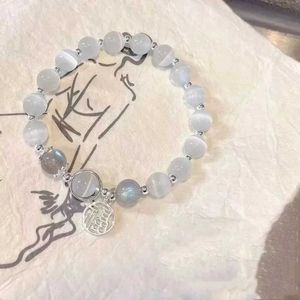 Bangle Original Opal Sea Blue Treasure Moonlight Crystal Armband Light Luxury Elastic Armband For Girls Women smycken Tillbehör