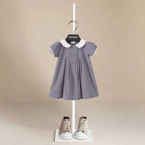Girl's Dresses Childrens Dress 1-6 Years Old Korean Fashion Short sleeved Cute Folded Princess Solid Summer Baby Dress d240515