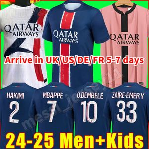 24 25 mbappeパリサッカージャージwijnaldum o dembele hakimi 4番目のMaillots de Adults and Kids Football Jersey Icardi Verratti 3番目のシャツ