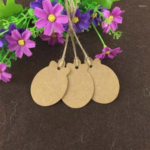 Party Decoration 200pcs 5.7x4cm Kraft Blank Paper Cards Gift Tag Hang For Favor Bag Candy Box Decor With String