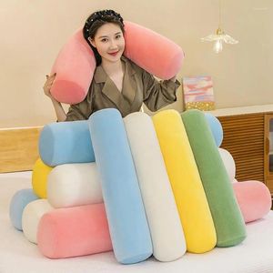 Kudde cylindrisk avtagbar tvättbar lång remsa fast färg plyschar prydnad super sömn kast fylld soffa