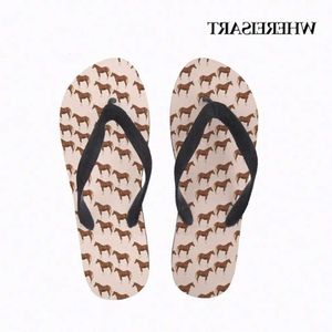 3D -Pferd, bei dem Print Woman Sommer Flip Flops Casual Beach Sandale Flipflop für Frauen Pantoffeln weibliche Gummischuhe i3vn# e808 Flop