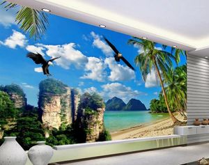 Papéis de parede personalizados 3D Po Wall Paper Sea Eagle Tree Pintura clássica TV Background Mural