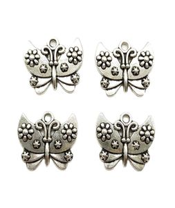 Lotto 100pcs farfalla per ciondoli argento antichi pendenti reperti di gioielli fai -da -te per gioielli che producono orecchini da collana bracciale 2125mm2846350