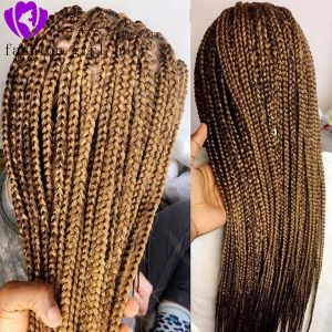 Wigs Handmade #27 blonde Braided Wigs with Baby Hair Long lace frontal Braids Wigs Glueless Synthetic Lace Front Wigs for Black Women