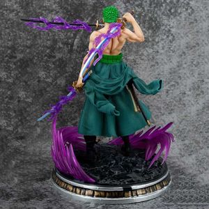 Action Toy Figures 21cm One Piece Roronoa Zoro Action Figure Three-Knife Fighting Skill GK Anime Model Decorations PVC Toy Children Birthday Gift