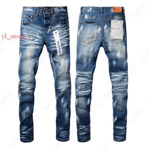 Дизайнерские джинсы Мужчины фиолетовые джинсы бренд Джинсы мешковатые джинсовые брюки Руины отверстия.