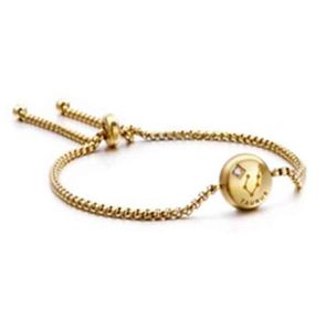 Pulsera high quality dainty stainls steel adjustable gold round box chain elegant 12 zodiac sign charm bracelet75804946484604