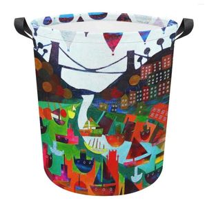 Laundry Bags Clifton Collage #2 Dirty Basket Folding Clothing Storage Bucket Home Waterproof Organizer With Handles Bristol S