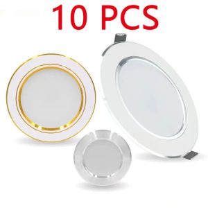 10pcs 높은 밝기 둥근 둥근 절단 천장 LED 반점 220V 5W 9W 12W15W 18W 상업 실내 침실 오목한 천장 다운 라이트