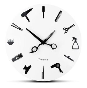 Barber Wall Clock Barber Equiment Tools Wall Clock Modern Design Shop Business Sign Watch Beauty Hair Salon303F1725567