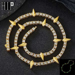 Tenis 4 mm świetlisty łańcuch tenisowy w kształcie kryształowego kryształowego kryształowego rhinestone błyszczącego rapu piosenkarka D240514