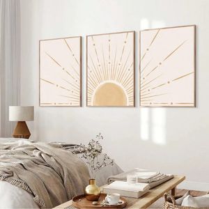  Bohem güneş ışığı ortaçağ retro poster gündoğumu bohem sanat tuval resim basit modern oturma odası yatak odası ev dekorasyon 240507