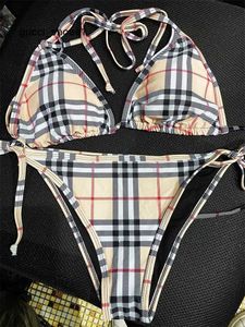 Bikini Womens badkläder designer baddräkter sommar baddräkt stripe check mönster set mode bikinis