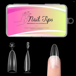False Nails 240Pcs Almond Oval Nail Tips Half Cover Full Matte Soft Gel Round Shape Extension Home DIY Salon