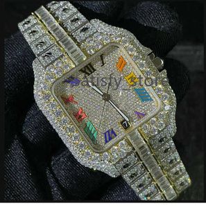 Unique Roman Dial VVS Moissanite Stainless Steel watch iced out bust down hip hop Sterling Silver personalized