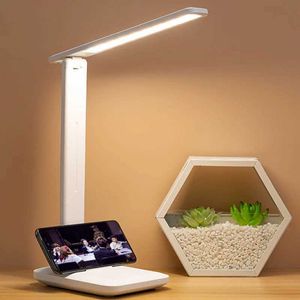Bordslampor vikta bordslampa ögonskydd 3 färg dimbar touch led lampa 360 flexibel skrivbord lätt sängläsning lampa USB laddningsbar