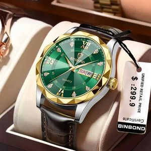 Zegarek Binbond Top luksusowe marki mężczyźni oryginalne skórki sporty es męskie armia wojskowa data kwarcowy zegar Relogio Masculino Y240510