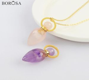 Pendant Necklaces Natural Stones Perfume Bottle Necklace Diffuser Healing Crystal Essential Oil Stainless Steel G20219537622