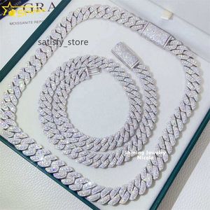 Hip Hop -smycken Iced Out Necklace 13mm 15mm Miami Moissanite Diamond Cuban Link Chain