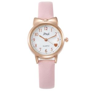 Guarda il set della scuola elementare studentessa ragazza guardano simpatico o Guarda i bambini cartoni animati di quarzo lady orologio