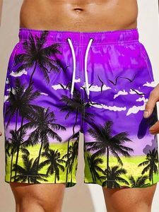 Shorts masculinos de verão shorts moda shorts 3d coco tR Roupas de impressão meninos garotos casuais havaí shorts masculinos de praia vintage t240515