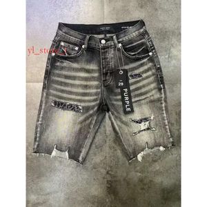 Lila Marke Designer Herren Purple Jeans Shorts Street Hip Hop Freizeit kurzer Knie Lenght Jean Kleidung Hochwertige Shorts Denim reguläre Frau Jeans C33A