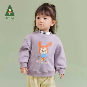 Camisetas amila moldeira moletom 2023 inverno novo colorido de garoto de tartaruga lã quente e fofa roupas de bebê de bebê2405