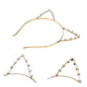 Faux Ears Women Cat Alloy Rhinestones Alloy Headband Hairbands Fashion Girls Hair Head Bands Cute Pop Accessories LL