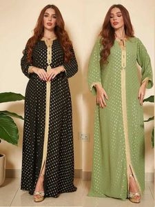 Ubranie etniczne Autumn Polka Dot Sukienka dla kobiet Abaya Split muzułmanin Long Slve szatą Indie Abayas Dubai Turcja Longue Vestidos Largos 2023 T240515